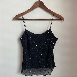 Vintage Ann Taylor Beaded Tank Top S Silk Sequins Fairy Party Whimsy Y2K 90s